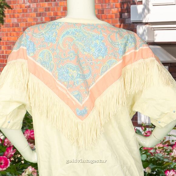 Vintage Fringed Western Southwestern Blouse XL - Picture 6 of 8